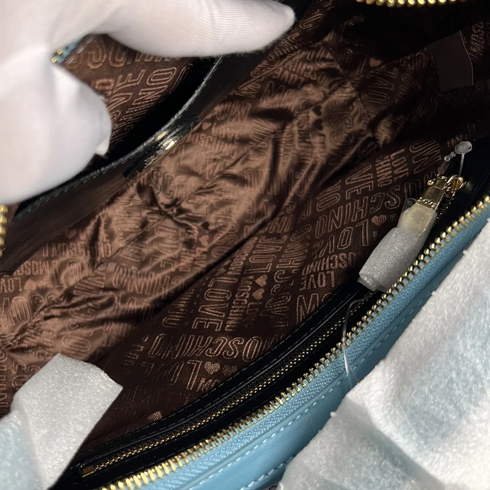 Love Moschino Quilted Logo Hobo Bag Blue